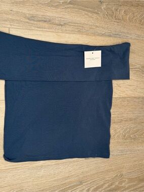 American Eagle Outfitters Navy Blue Off-Shoulder Foldover Top